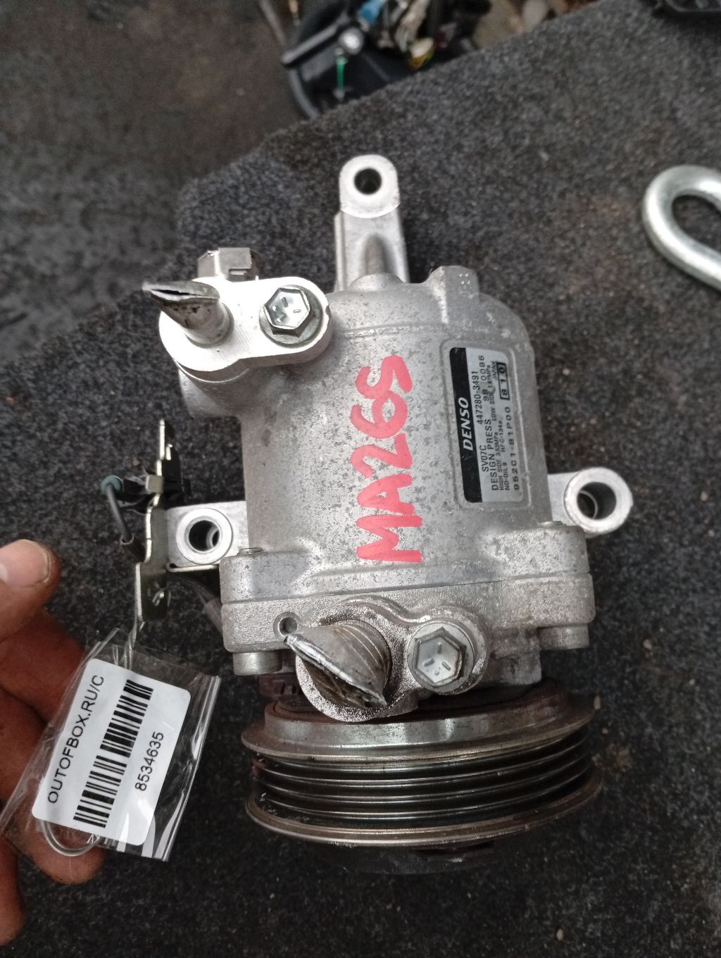 Компрессор кондиционера 447280-3491 на Suzuki Solio MA26S K12C Фото 1